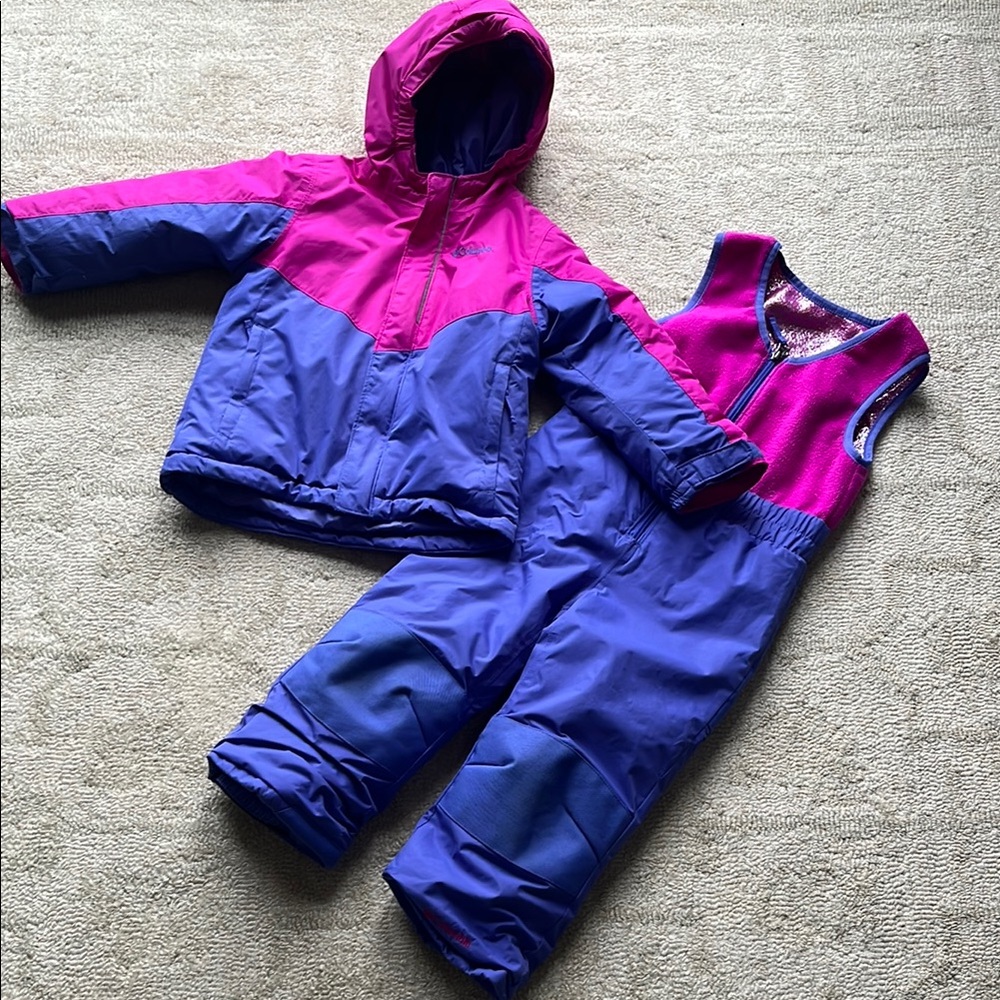Columbia Kids Pink and Purple Jacket & Snow Pants Set